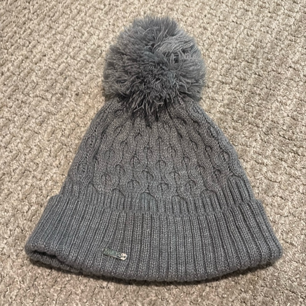 Calvin Klein grey cable knit hat.